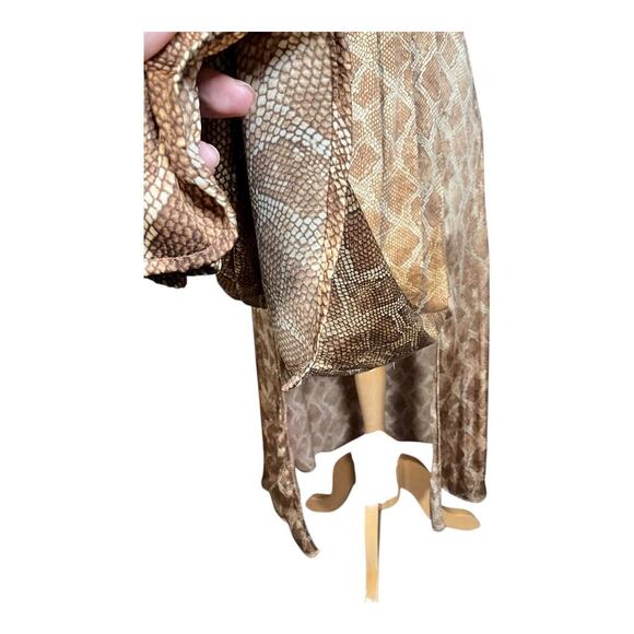 Paige Alayna Snakeskin Print Midi Dress in Bronze Size Small NWOT Belted Satin - Picture 7 of 16